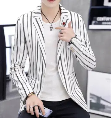 화이트 스트라이프 자켓 테일러드 자켓 캐주얼 자켓