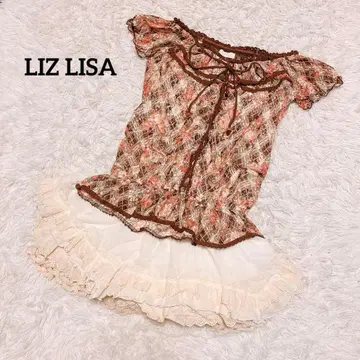 레어 LIZ LISA 꽃무늬 상의 튜닉 레이스 레이스업