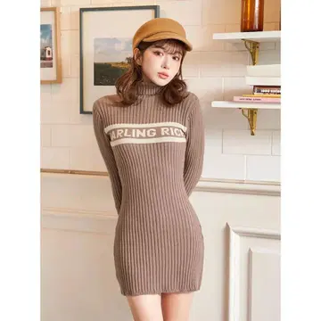 다리치 AW 자카드 니트 미니 원피스 free