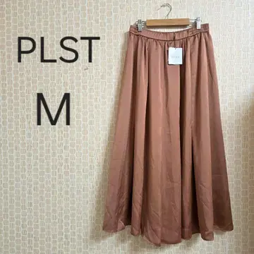 미사용 새상품 PLST/플라스테 롱 새틴 스커트 M 오렌지 계열
