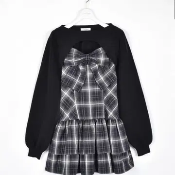 evelyn 리본 볼레로 원피스 블랙