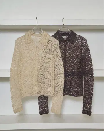 모헤어 크로셰 니트 긴팔 아이보리 todayful