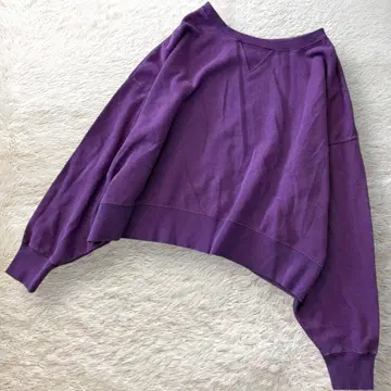 코엔 크롭 맨투맨 트레이닝복 숏 기장 퍼플 오버 사이즈