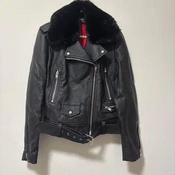 ZARA BASIC 퍼 옷깃 가죽 라이더 자켓