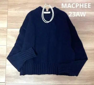 새상품급 맥피 23AW 라무 캐시미어 풀오버 니트 네이비 S