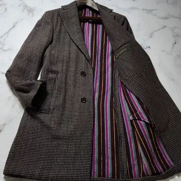 컨디션 최상 에트로 체스터 코트 안감 올 패턴 스트라이프 멀티 컬러