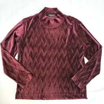 HIDEAWAYS 와인 레드 긴팔 하이넥 디자인 적자색 벨로아