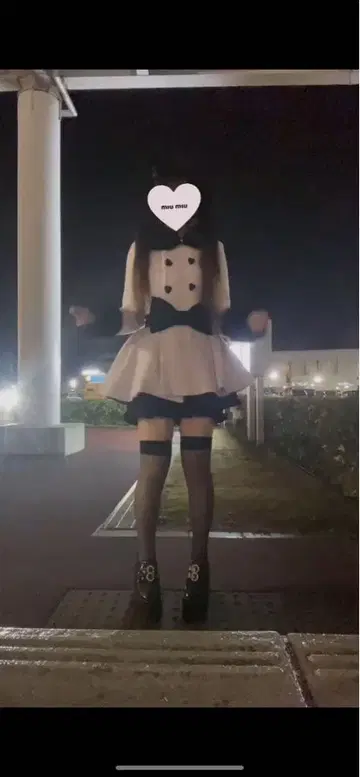 pium 하트 버튼 리본 벨트 샤기 코트 카라 부착