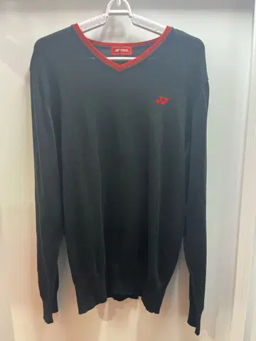 요넥스 YONEX V넥 스웨터 블랙/레드 LL 테니스