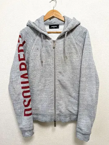 Dsquared2 로고 프린트 데미지 페인트 가공 후드 맨투맨