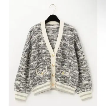 그레이스 콘티넨탈 트위드 트리밍 니트 가디건