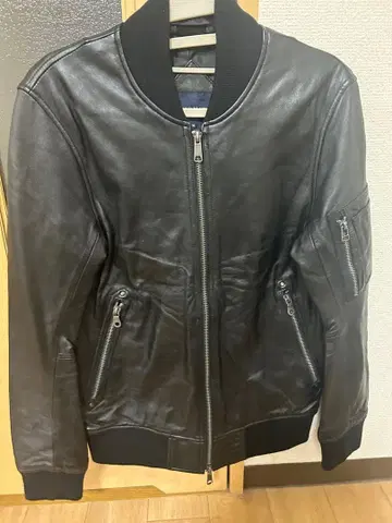 MIND BLOW 블랙 가죽 블루종 MA-1 봄버 M 사이즈 슬림