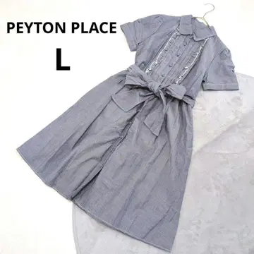 페이튼 플레이스 셔츠 원피스 L 블루 면 100% 데님풍 원단