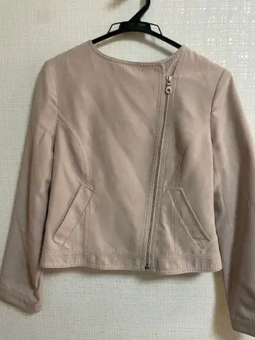 압와이어리쉬 노카라 자켓 베이지 숏 기장