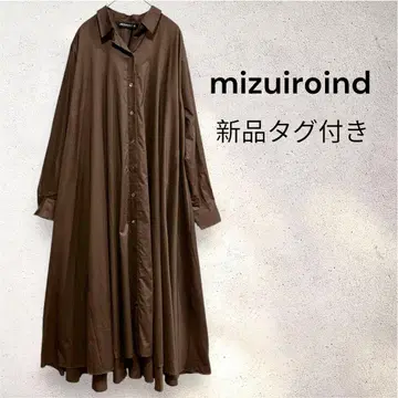 [ 새상품 ] mizuiroind 다크 브라운 셔츠 플레어 원피스 A라인