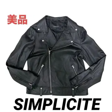 새상품급 심플리시떼 더블 라이더 자켓 램 가죽 S 블랙