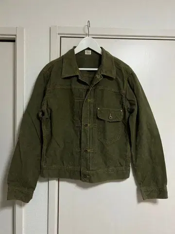 레어한 덕 원단! 올리브 그린 Lee 카우보이 자켓 데님 자켓 리