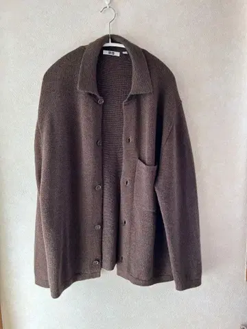 UNIQLO 유니클로 니트 오버 셔츠 자켓 브라운