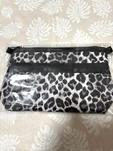 [새상품] 레스포 레오파드 무늬 더블 지퍼 파우치