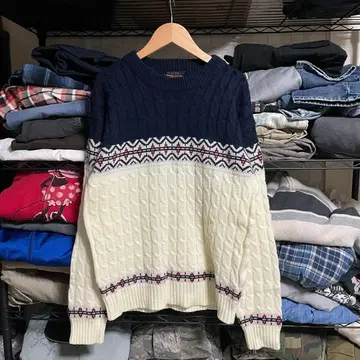 80s JCPenney (J.C. 페니) 빈티지 스웨터 페어아일 패턴 M