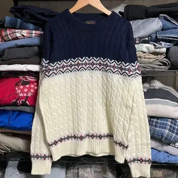 80s JCPenney (J.C. 페니) 빈티지 스웨터 페어아일 패턴 M