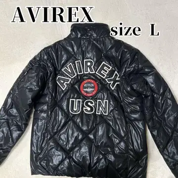 AVIREX 블랙 충전솜 다운 자켓 퀼팅 플라이트 자켓 L