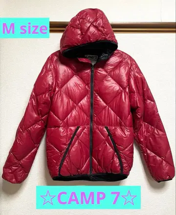 CAMP 7 후드 부착 빨간색 다운 자켓 M