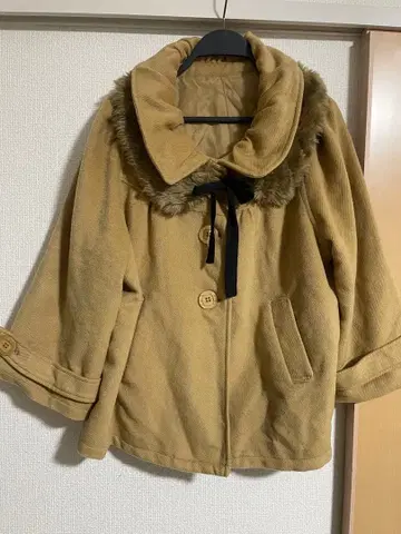 빅 사이즈 퍼 코트 베이지