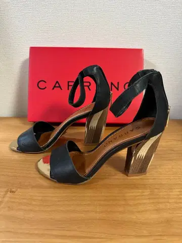 CARRANO 컬러노 와이드 힐 펌프스 샌들 블랙