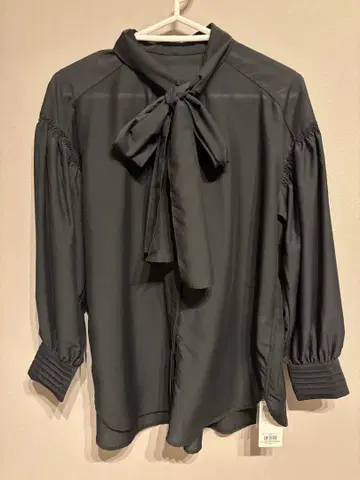 grove 리본 포함 다크 그레이 긴팔 셔츠 01/S