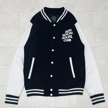 안티 소셜 소셜 클럽 바시티 자켓 블랙 화이트