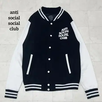 안티 소셜 소셜 클럽 바시티 자켓 블랙 화이트