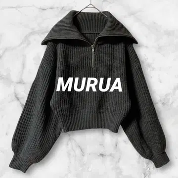 T43*무루아 지퍼 숏 니트 볼륨 슬리브 스웨터