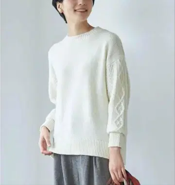 북유럽 생활 잡화점 소매만 아란 편직의 가벼운 니트 아이보리