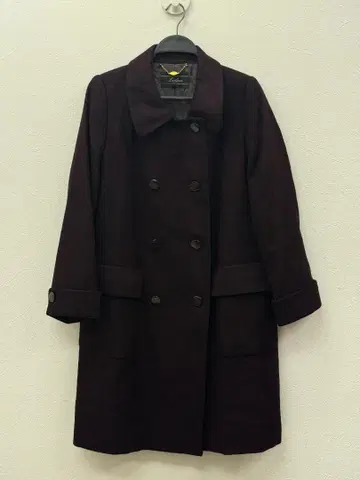 Leilian 캐시미어 혼방 더블 코트 다크 브라운 15A