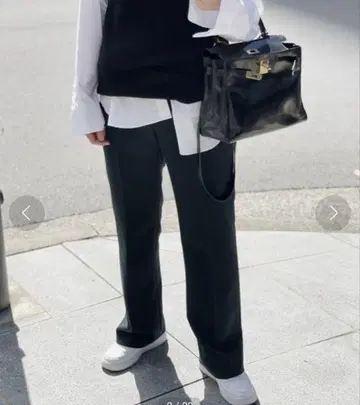 새상품급 두지엠 클라세 슬림 플레어 팬츠 울 36 그린