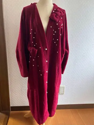 사에라 POTECHINO 펄 장식 롱 코트 루즈핏