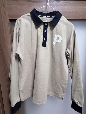 푸마 PUMA 긴팔 피케 셔츠 베이지/블랙
