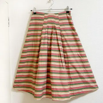 호코모모라 스커트 롱 기장 빨간색 계열 코튼 플레어 스커트