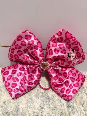 [ 유행! 새상품급 ] TDR 미니 핑크 표범 무늬 빅 리본 머리끈