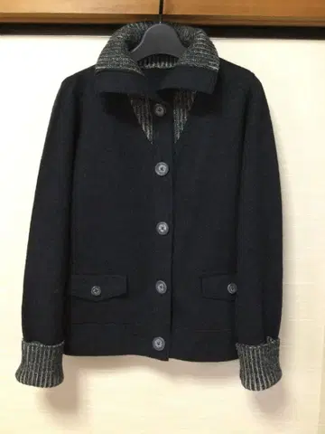 세련된, 다크 그레이 울 이탈리안 칼라 자켓 L