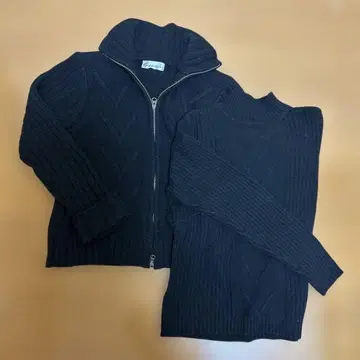 블랙 리브 집업 스웨터