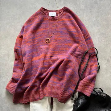 새상품급 유나이티드 애로우즈 루즈핏 믹스 니트 오렌지 퍼플