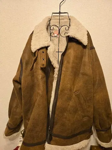 HINSON 빅 실루엣 페이크 무스탕 B-3 자켓 브라운