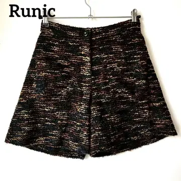 Runic 트위드 울 혼방 숏팬츠 38 블랙 사다리꼴 성숙한 여성스러운