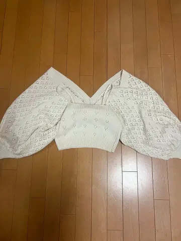 아이보리 편직 무늬 앙상블 M 사이즈