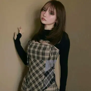 Nadia check long dress Beige