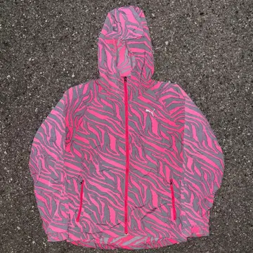 00s PUMA 핑크 제브라 패턴 나일론 자켓 희귀 컬러 y2k