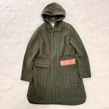 팔라스 팰리스 스트라이프 울 코트 소가죽 그린