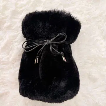 CLOUDY 에코퍼 드로우 스트링 백 복조리 백 퍼 블랙